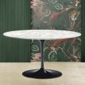Tulip Saarinen H 41 Oval Coffee Table in Carrara Marble Made in Italy - Scarlet