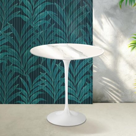 Saarinen Tulip Coffee Table H 52 cm in Glossy Statuario Florim Ceramic - Scarlet Viadurini