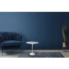 Tulip Saarinen Coffee Table H 52 with Oval Top in White Liquid Laminate Made in Italy - Scarlet Viadurini