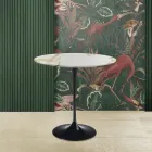 Tulip Saarinen Coffee Table H 52 with Oval Top in Gold Caracatta Marble Made in Italy - Scarlet Viadurini