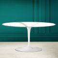 Tulip Saarinen Oval Coffee Table H 41 in Calacatta Michelangelo Made in Italy - Scarlet