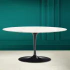 Tulip Saarinen Oval Coffee Table H 41 in Diamond Cream Ceramic Made in Italy - Scarlet Viadurini
