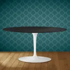Saarinen Tulip Coffee Table, Oval, H 41 cm, Domoos Ceramic, Made in Italy - Scarlet Viadurini
