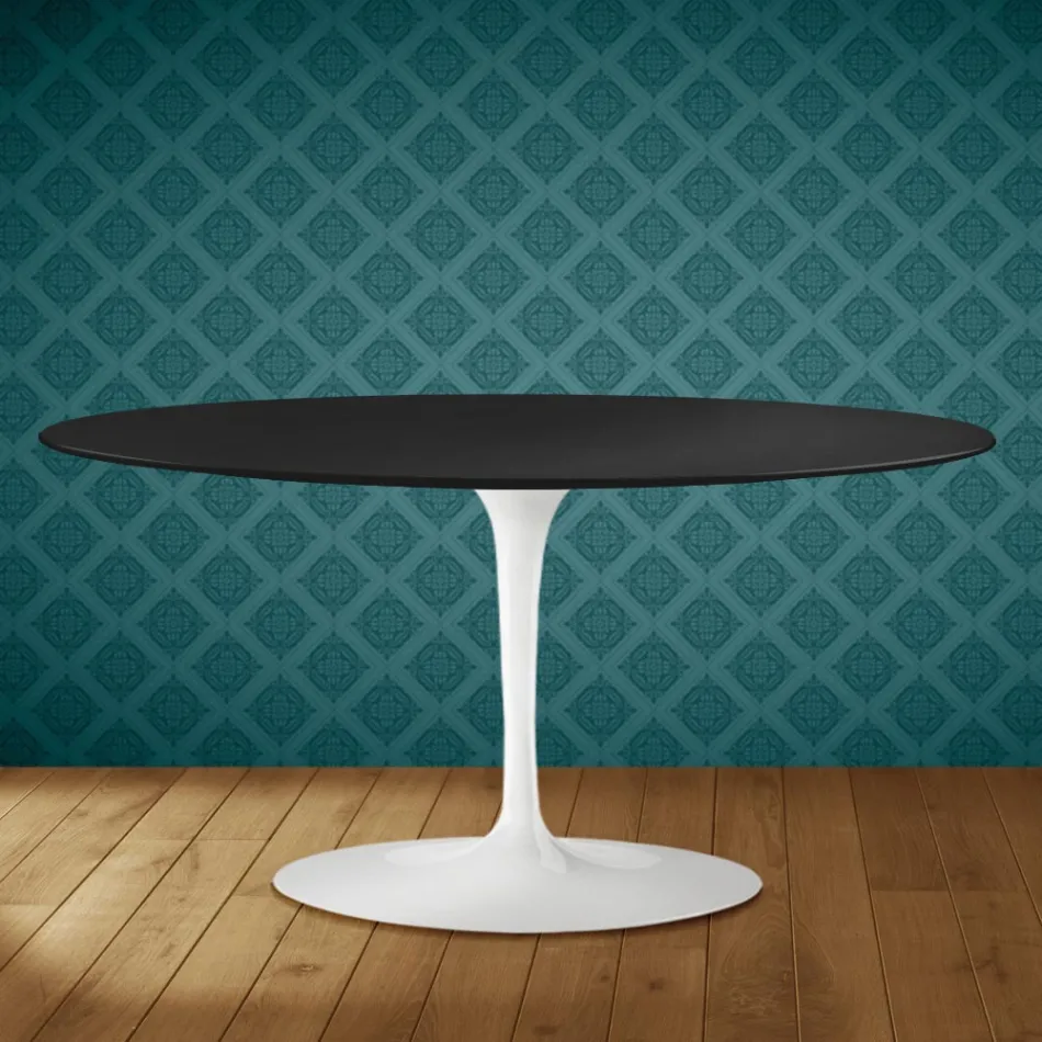 Saarinen Tulip Coffee Table, Oval, H 41 cm, Domoos Ceramic, Made in Italy - Scarlet Viadurini