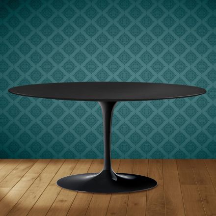 Saarinen Tulip Coffee Table, Oval, H 41 cm, Domoos Ceramic, Made in Italy - Scarlet Viadurini