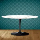 Tulip Saarinen Oval Coffee Table H 41 in Entzo Ceramic Made in Italy - Scarlet Viadurini