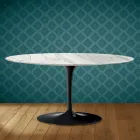 Saarinen Tulip Coffee Table, Oval, H 41 cm, Glossy Ceramic, Made in Italy - Scarlet Viadurini