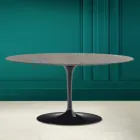 Tulip Saarinen Oval Coffee Table H 41 in Gray Stone Ceramic Made in Italy - Scarlet Viadurini