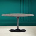 Tulip Saarinen Oval Coffee Table H 41 in Ceramic Stone Grey Made in Italy - Scarlet