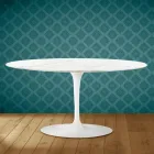 Tulip Saarinen Oval Coffee Table H 41 in Rem Ceramic Made in Italy - Scarlet Viadurini