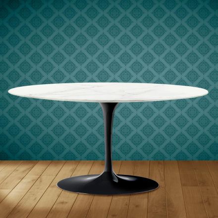 Tulip Saarinen Oval Coffee Table H 41 in Rem Ceramic Made in Italy - Scarlet Viadurini