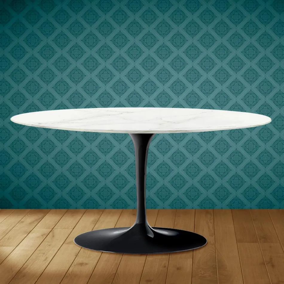 Tulip Saarinen Oval Coffee Table H 41 in Rem Ceramic Made in Italy - Scarlet Viadurini