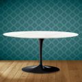 Tulip Saarinen Oval Coffee Table H 41 in Rem Ceramic Made in Italy - Scarlet