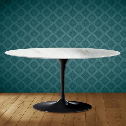 Saarinen Oval Tulip Coffee Table H 41 in Salina Ceramic Made in Italy - Scarlet Viadurini