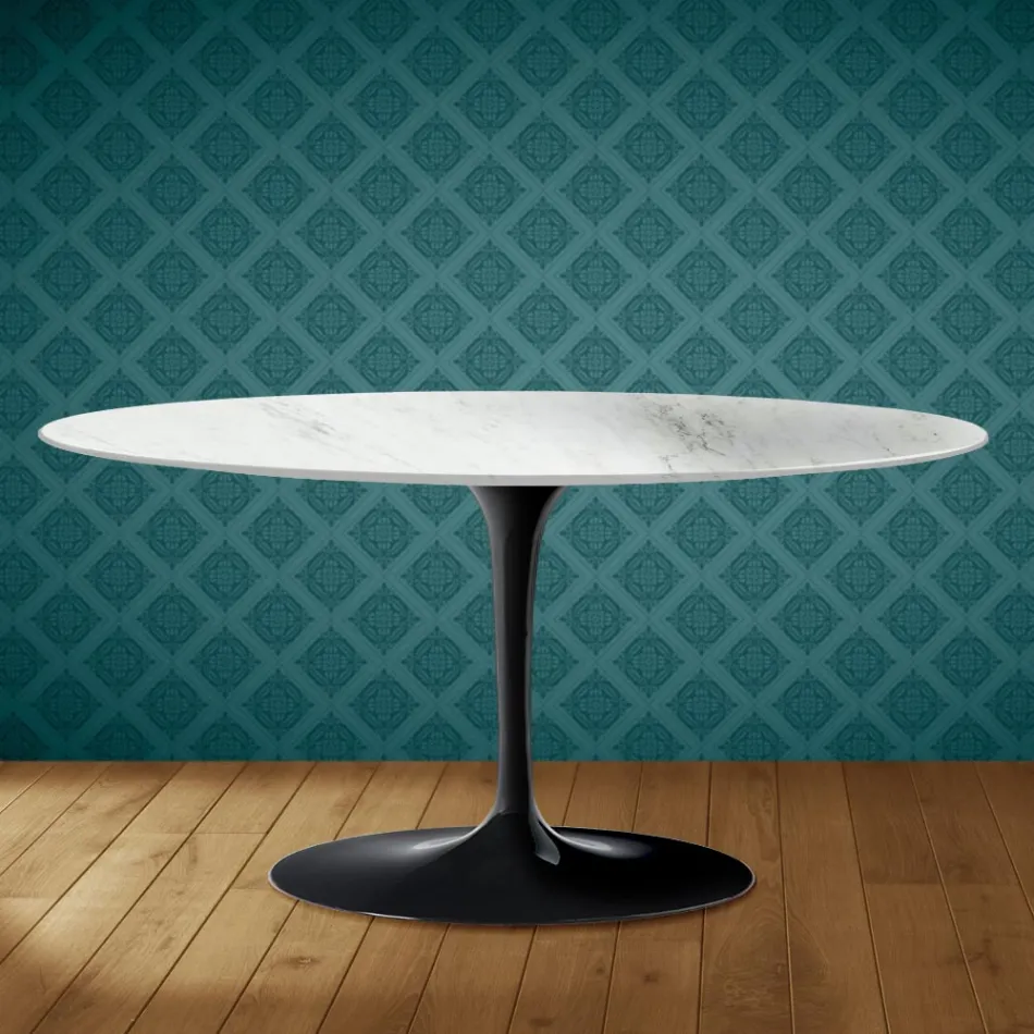 Saarinen Oval Tulip Coffee Table H 41 in Salina Ceramic Made in Italy - Scarlet Viadurini