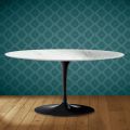 Saarinen Oval Tulip Coffee Table H 41 in Salina Ceramic Made in Italy - Scarlet