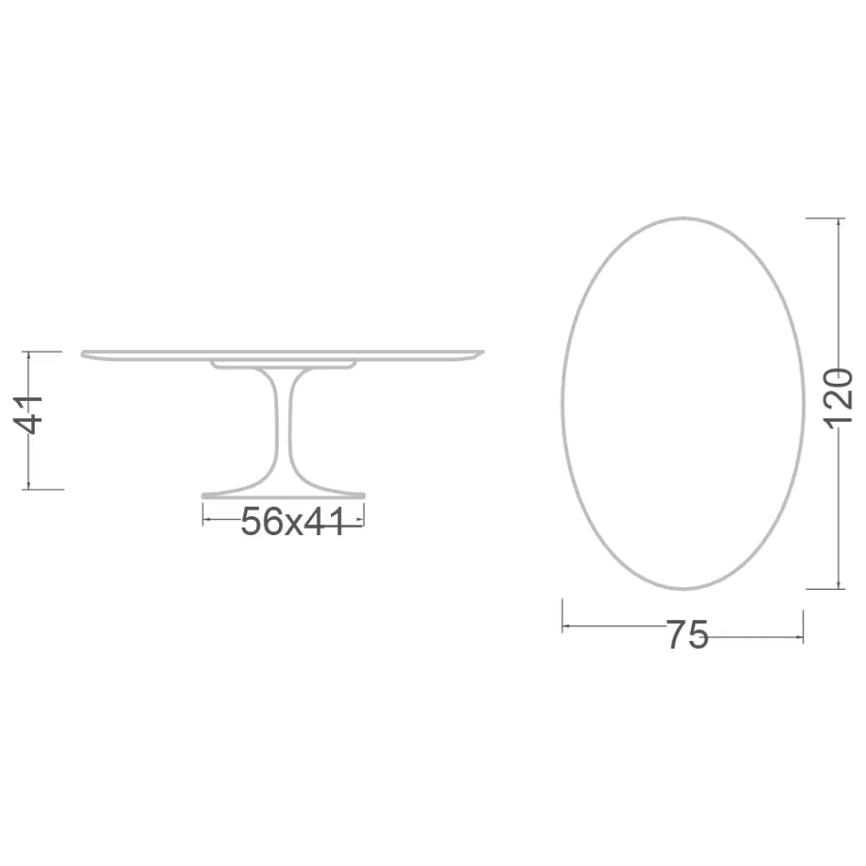 Tulip Saarinen Oval Coffee Table H 41 in Absolute Black Made in Italy - Scarlet Viadurini