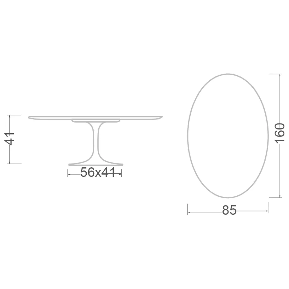 Tulip Saarinen Oval Coffee Table H 41 in Absolute Black Made in Italy - Scarlet Viadurini