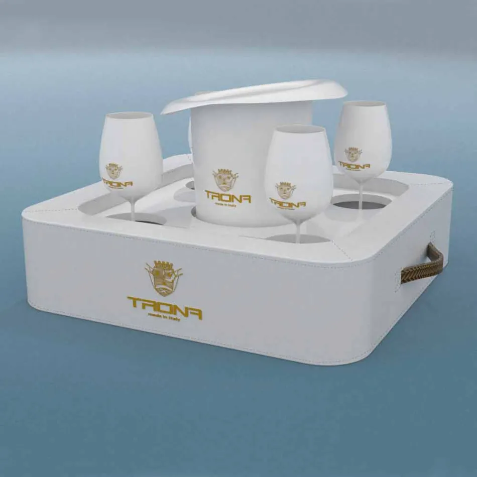 Coffee table - Floating tray design faux leather nautical Trona Viadurini