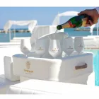 Coffee table - floating tray of faux leather and plexiglass nautical Trona Viadurini