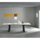 Extendable Table 3 m Glossy Ceramic Top Metal Legs - Papusca Viadurini