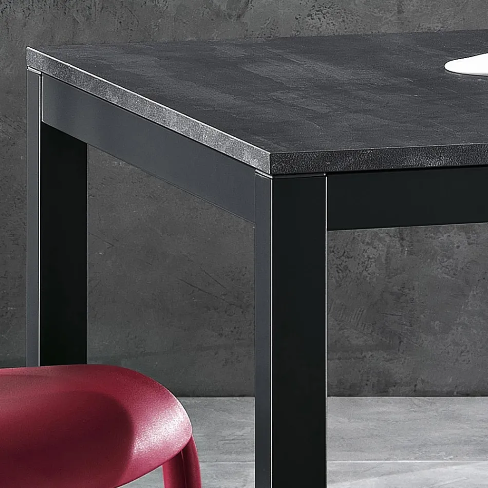 Extendable Table to 180 cm in Anthracite Metal Made in Italy - Beatrise Viadurini