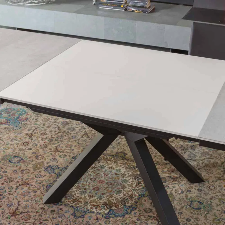 Extendable Dining Table to 2.8 m in Ceramic and Metal Legs - Paoluccio Viadurini