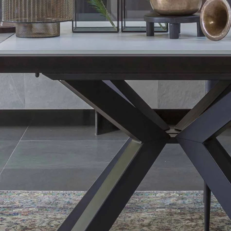 Extendable Dining Table to 2.8 m in Ceramic and Metal Legs - Paoluccio Viadurini
