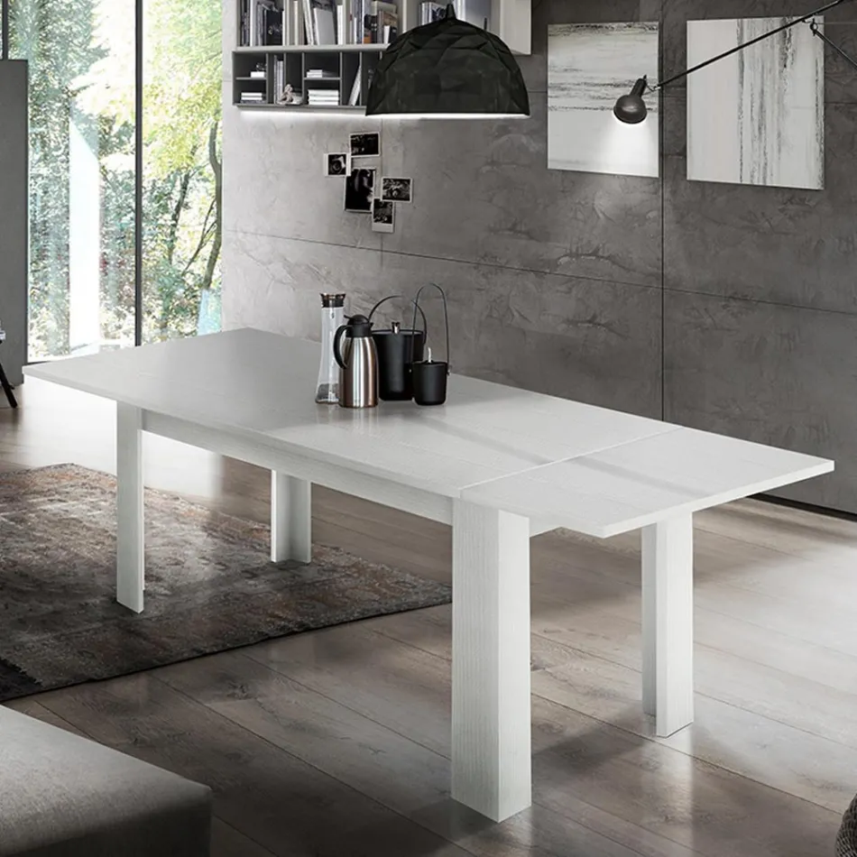 Design Dining Table Extendable to 210 cm in Sustainable Wood - Perro Viadurini