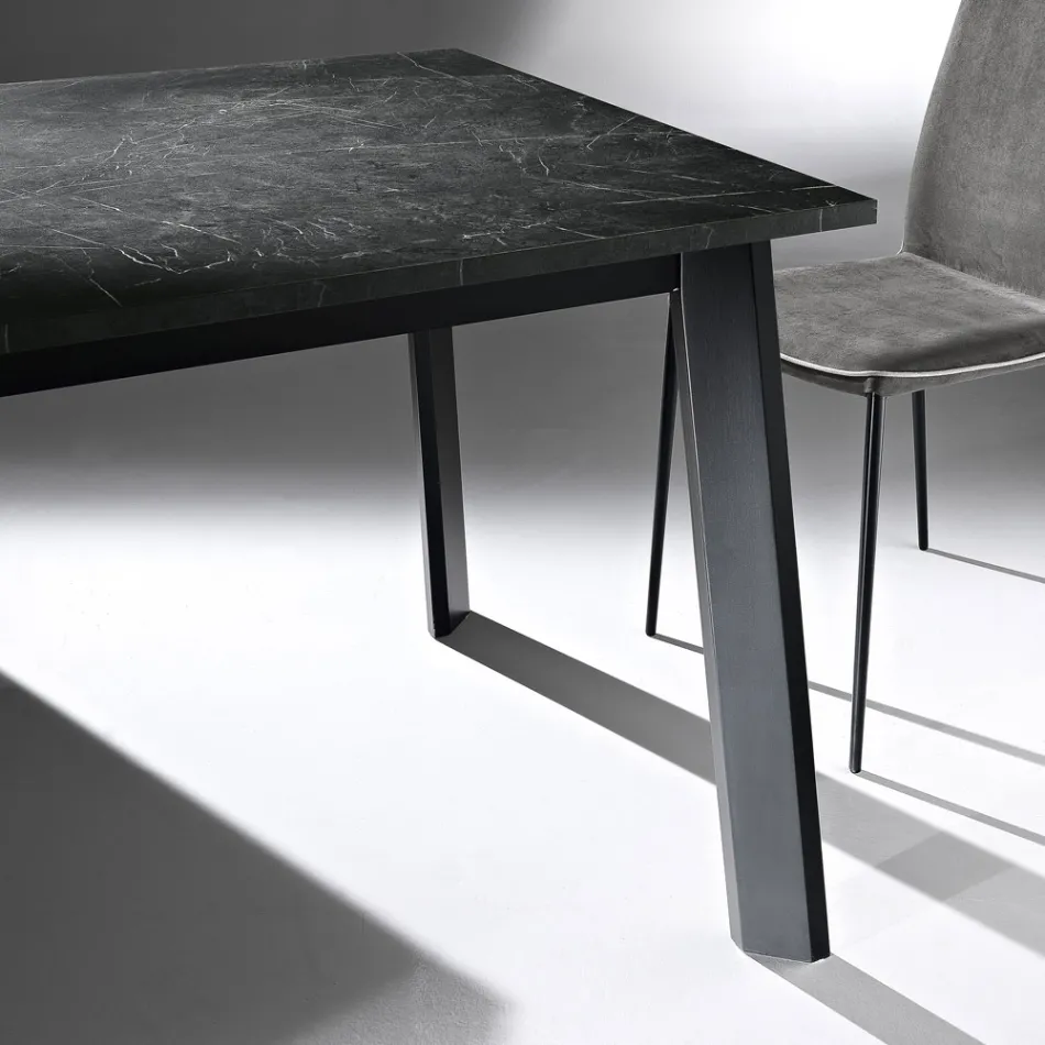 Extendable Table to 220 cm with Graphite Beech Base Made in Italy - Toles Viadurini