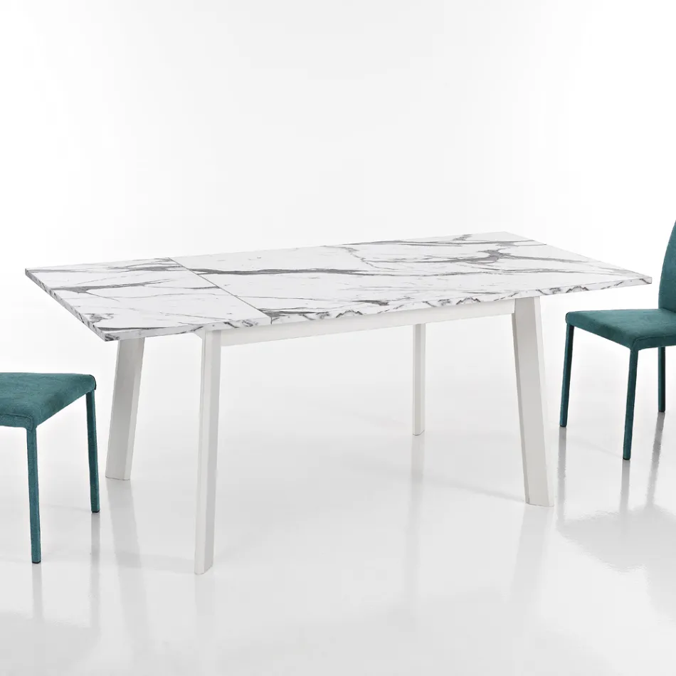 Extendable table to 220 cm in Beech and Melamine Made in Italy - Toles Viadurini