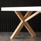Extendable white table with structure in natural solid Rico Viadurini