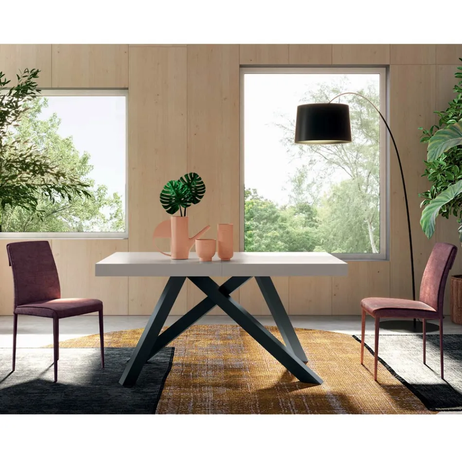 Extendable Table with Synchronized Central Opening in Laminate - Settimmio Viadurini