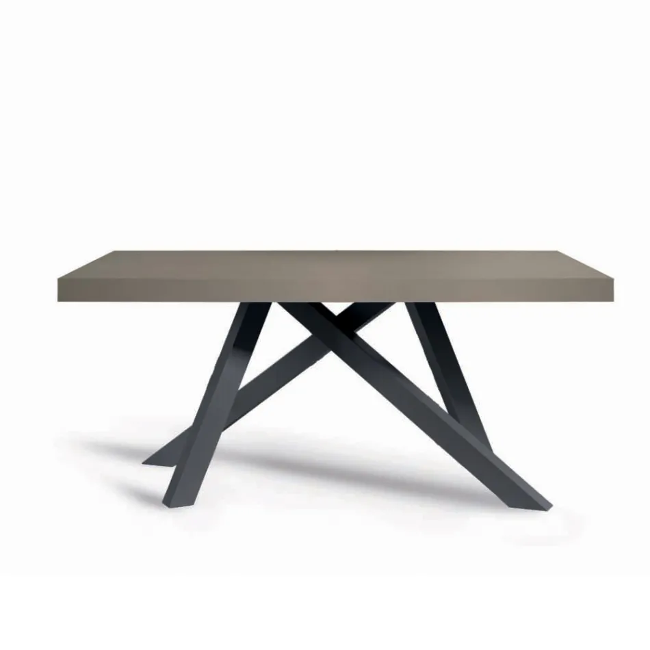 Extendable Table with Synchronized Side Opening in Melamine - Settimmio Viadurini