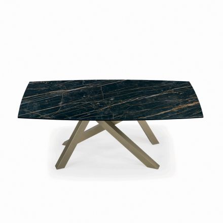 Extendable Table with Base and Top in Different Finishes Made in Italy - Settimmio Viadurini