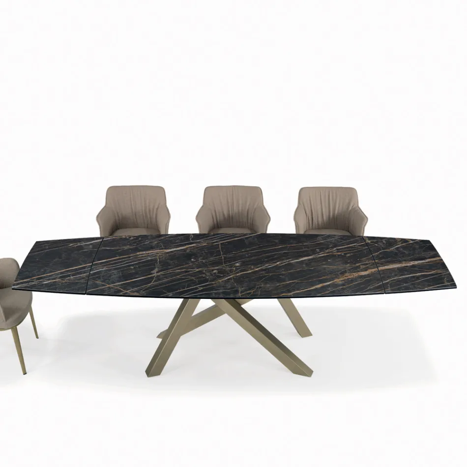 Extendable Table with Base and Top in Different Finishes Made in Italy - Settimmio Viadurini