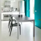 Extendable table with legs in beech wood, L130 / 210xP80cm, Denisio Viadurini