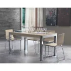 Extendable Table with Tanganika Walnut Wood Top and Metal Legs - Ketla Viadurini