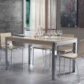 Extendable Table with Tanganika Walnut Wood Top and Metal Legs - Ketla