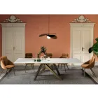Extendable Table with Matt White Glass Top Made in Italy - Settimmio Viadurini