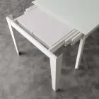 Extendable table with modern Baltimore tempered glass top Viadurini