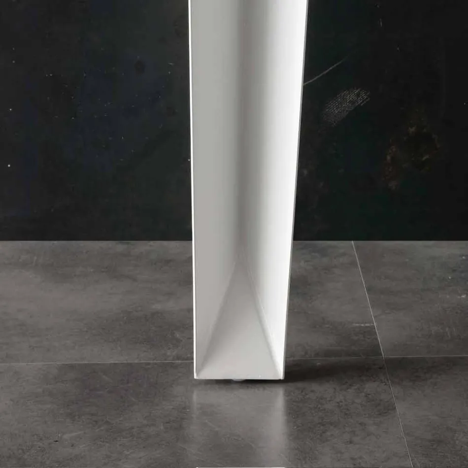 Extendable table with modern Baltimore tempered glass top Viadurini