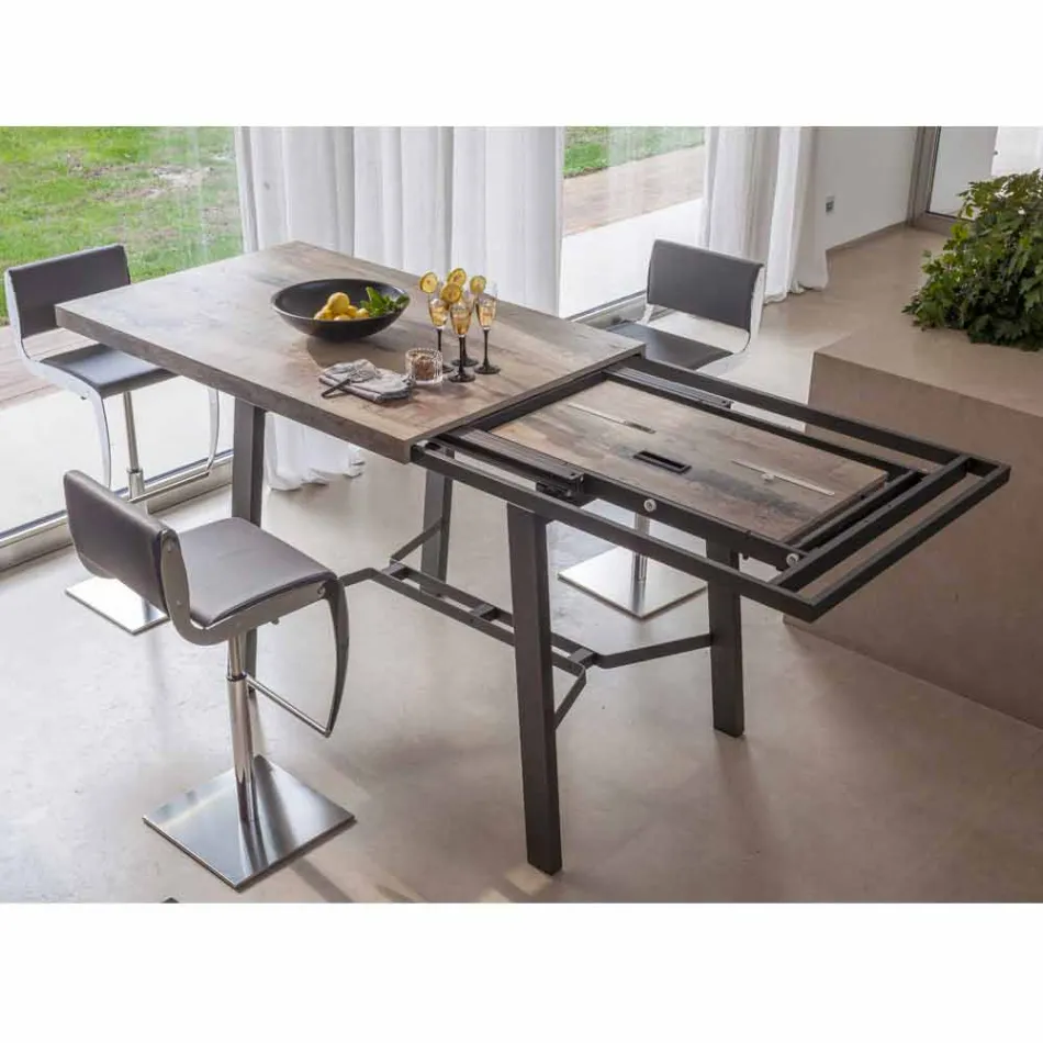 Extendable Dining Table in Wood and Metal up to 280 cm - Gallotto Viadurini