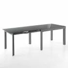 Extendable Design Table in Glass and Metal, Warrior Viadurini
