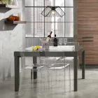 Extendable Design Table in Glass and Metal, Warrior Viadurini