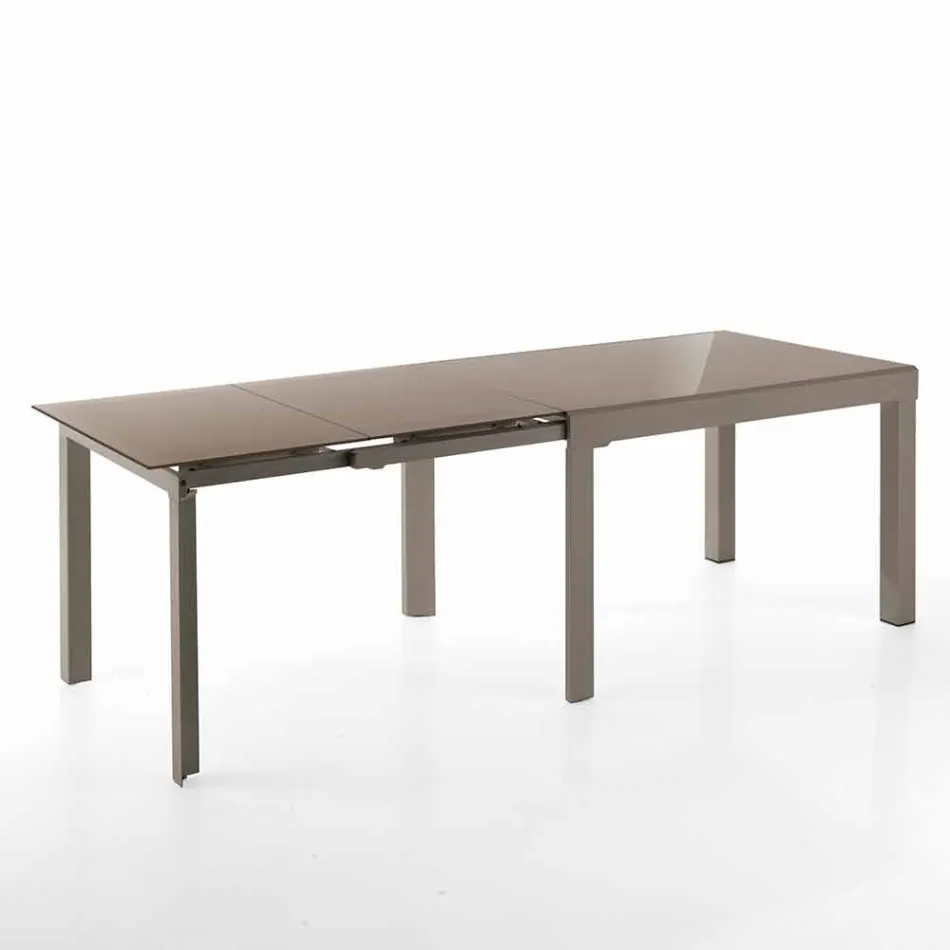 Extendable Design Table in Glass and Metal, Warrior Viadurini