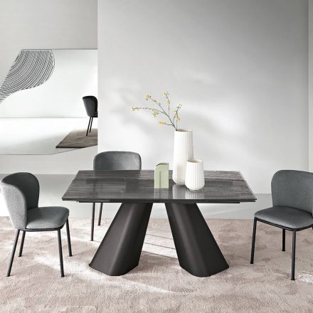 Extendable Table Up to 240 cm in Clear Ribbed Glass Made in Italy - Talete Viadurini
