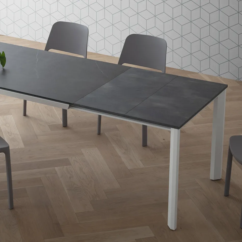 Extendable Table Up to 240 cm Top in Laminam Made in Italy - Filiberto Viadurini