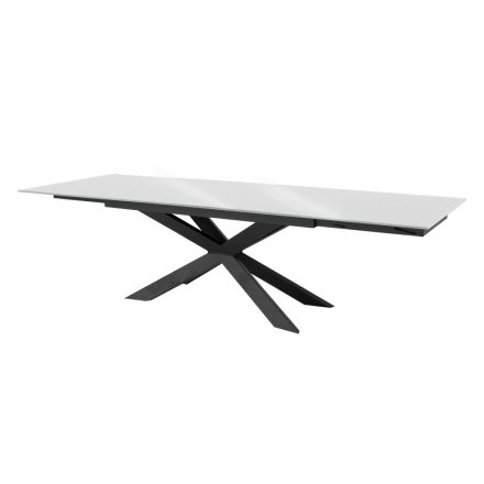 Extendable table up to 300 cm in Glass and Black Steel Made in Italy - Grotta Viadurini