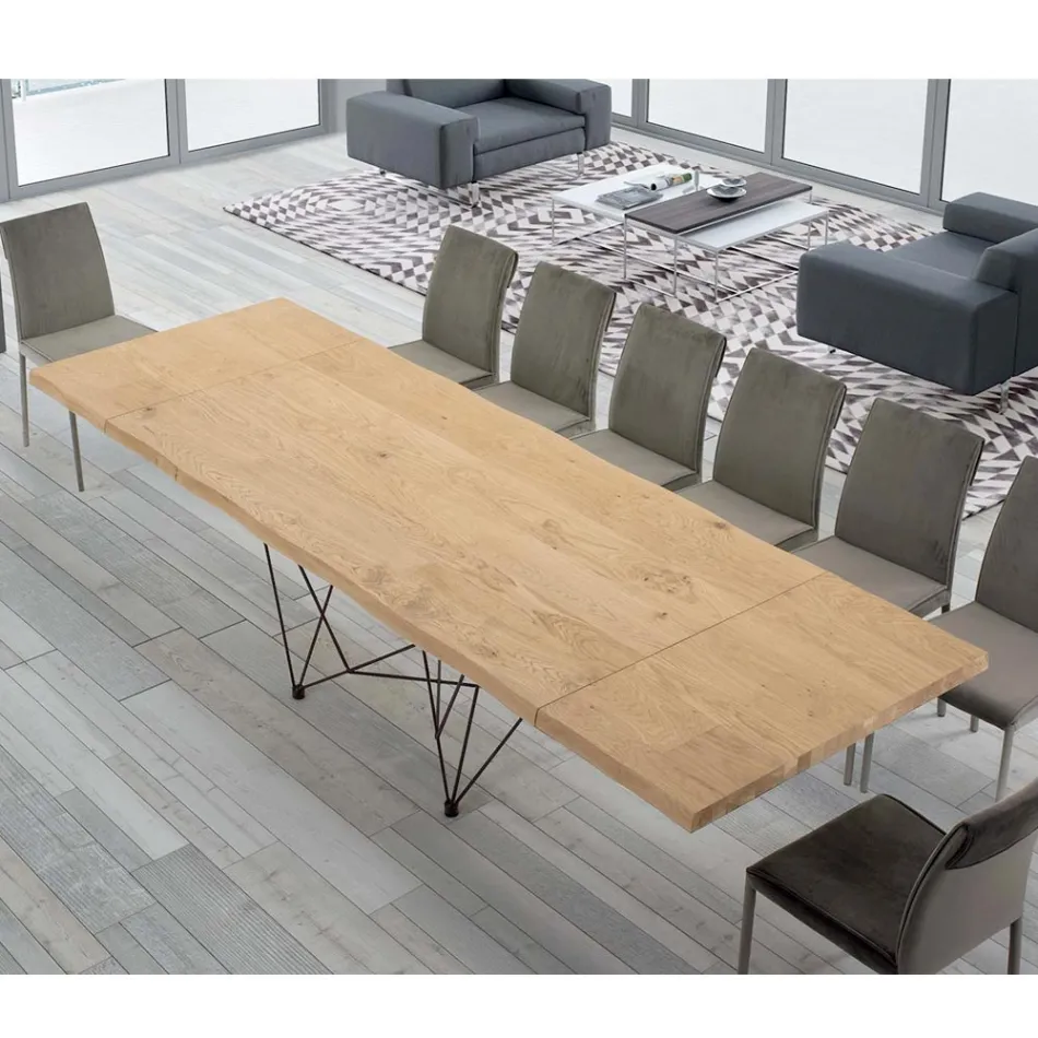 Extendable Table up to 300 cm in Venereed Wood Made in Italy – Ezzellino Viadurini